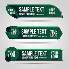 Poster - Lower third green leaf design template modern contemporary. Set of banners bar screen broadcast bar name. Collection of lower third for video editing on transparent background.