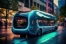 Future Electrical Bus On Road, Generative AI