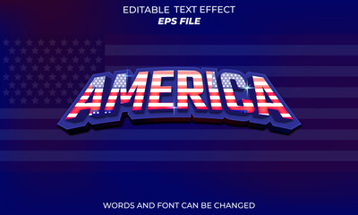 Poster - america text effect, font editable, typography, 3d text. vector template

