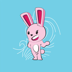 Poster - bunny with japanese style background illustration logo