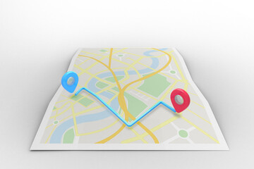 Poster - Digital png illustration of map with destination points on transparent background