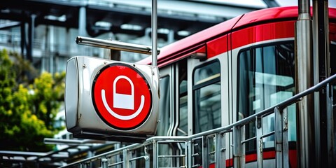 Disabled sign on cable car, modern city transport accessibility