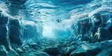 Fototapeta  - Using an underwater housing shows the depth of beauty of what lies below the Icebergs in Antarctica.