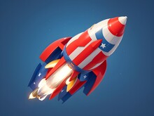 Dynamic Rocket Launch 3D Animation Style With American Color