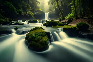 Poster - waterfall in the forest