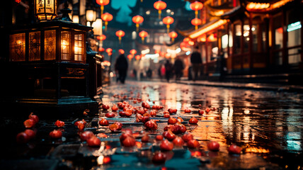 Poster - chinese lantern in the city