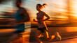 © Nico Vincentini - A pair of adults captured in a close-up shot during their morning run, with motion blur in the background. Generative AI.