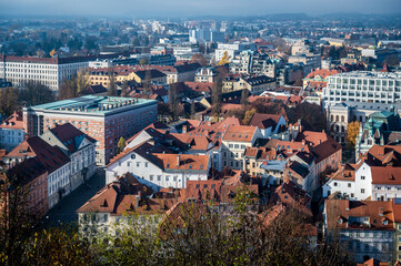 Art, historic buildings and colors of the Slovenian capital. Ljubljana.