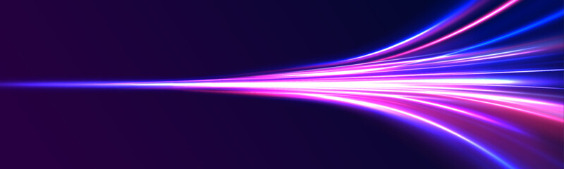 Poster - Lines in the shape of a comet against a dark background. Illustration of high speed concept. Acceleration speed motion on night road. 