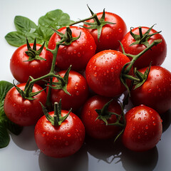 Wall Mural - Spicy red tomatoes on a white background