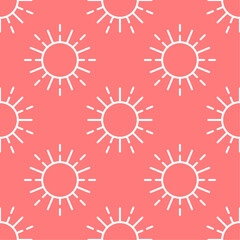 Wall Mural - Sun seamless pattern. White vector stylized elements on red background. Best for textile, wallpapers, home decoration, wrapping paper, package and web design.