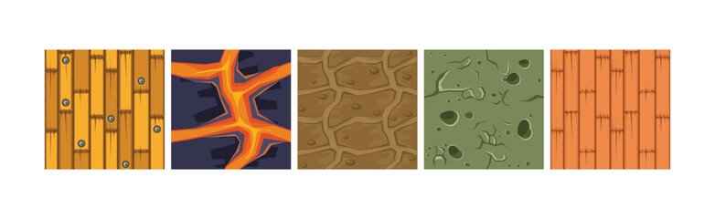 Poster - Game Ground Pattern and Land Top View Texture Vector Set