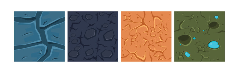 Poster - Game Ground Pattern and Land Top View Texture Vector Set