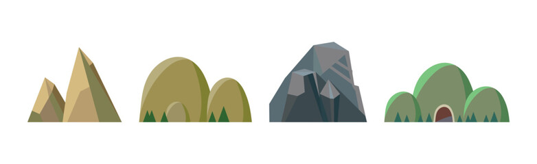 Poster - Different Hill and Mountains with High Peak Flat Vector Set