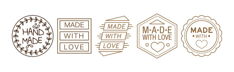 Canvas Print - Handmade and Made with Love Emblem and Label Vector Set