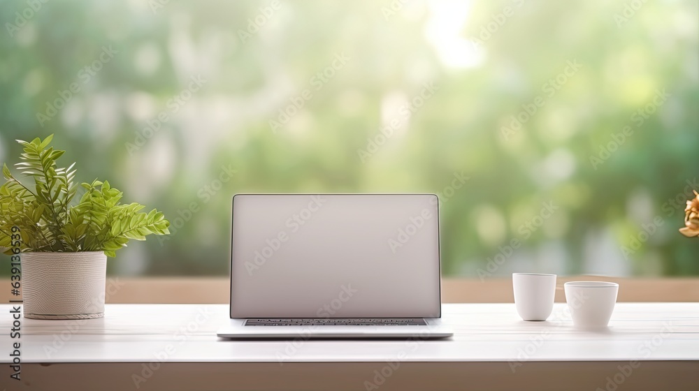 empty table with blur background of computer, Advertisement, Print ...