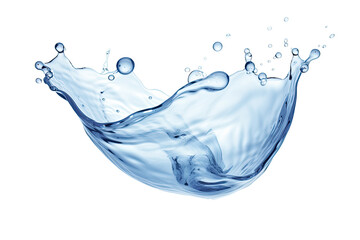 Wall Mural - Blue water swirl splash with little bubbles isolated on clear png background, liquid flowing in form of wave.