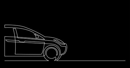 Poster - continuous line drawing vector illustration with FULLY EDITABLE STROKE of car on black background