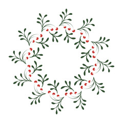 Canvas Print - Hand Drawn Christmas Wreath design for print or use as poster, flyer or Invitation card