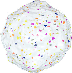 Wall Mural - 3D abstract white terrazzo inflated shape in a playful style with a transparent background. Geometric shape.