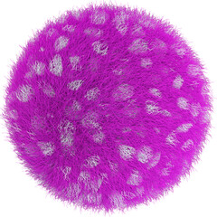 Wall Mural - 3D abstract pink and white hairy ball in a playful style with a transparent background. Geometric shape.