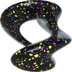 Wall Mural - 3D abstract black terrazzo shape in a playful style with a transparent background. Geometric shape.
