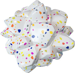 Wall Mural - 3D abstract white terrazzo shape in a playful style with a transparent background. Geometric shape.