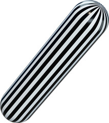 Wall Mural - 3D abstract black and white striped shape in a playful style with a transparent background. Geometric shape.