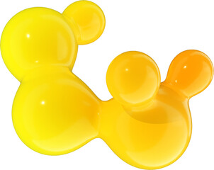 Wall Mural - 3D abstract yellow gradient plastic shape in a playful style with a transparent background. Geometric shape.