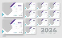 Desk Calendar 2024 Planner Template, Corporate Desk Calendar Schedule 2024 Monthly Planner Template