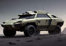 Future Combat Vehicle Concept Cyberpunk Style, Generative AI
