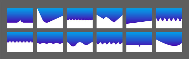 Poster - colorful divider shapes collection for website. header set with curve lines