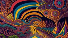Psychedelic Trip. DMT Effect. A Beautiful Bright Picture

