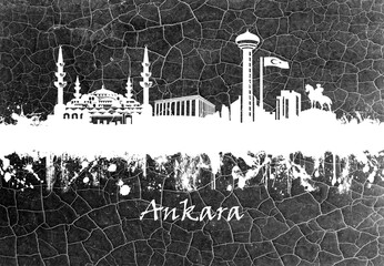 Wall Mural - Ankara Skyline B&W