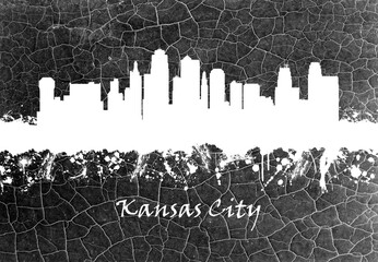 Wall Mural - Kansas City skyline B&W