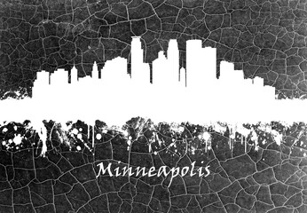 Wall Mural - Minneapolis skyline B&W