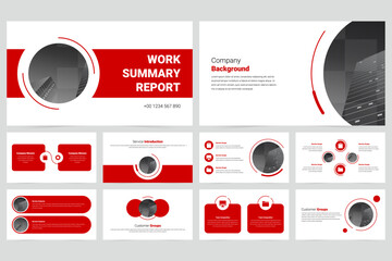 Wall Mural - Red modern marketing company slide presentation template