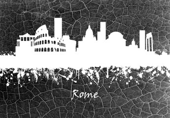 Wall Mural - Rome skyline B&W