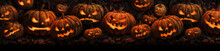 Concept Of Halloween Pattern With Pumpkins. Generative AI.