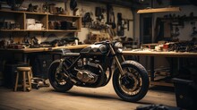 Customize An Old School Cafe Racer Motorcycle In A Home Workshop.