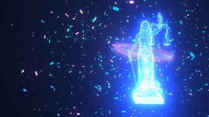 Wall Mural - Glowing Justitia Statue Paragraphs