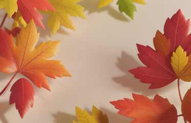 Wall Mural - arranged autumn leaves with copy space ai generated