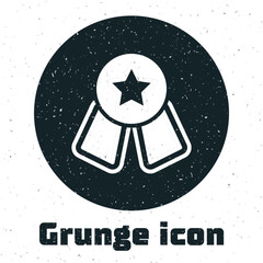 Sticker - Grunge Medal with star icon isolated on white background. Winner symbol. Monochrome vintage drawing. Vector