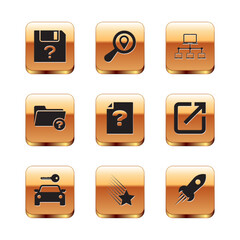 Poster - Set Unknown document, Car rental, Falling star, , directory and Computer network icon. Vector