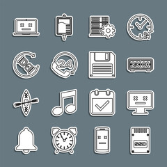 Poster - set line ssd card, dead monitor, retro flip clock, server setting, telephone 24 hours support, waiti