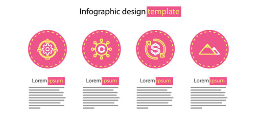 Poster - Set line Return of investment, Mountains, Copywriting network and Outsourcing concept icon. Vector