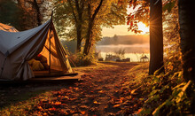 Sunrise At A Camping Site During Autumn