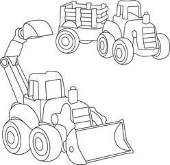 Sticker - Car cartoon line art for coloring book page