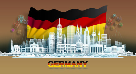 Wall Mural - Anniversary celebration independence Germany day and travel landmarks Berlin city.