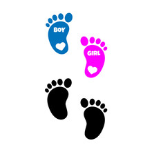 Baby Footprint, Baby Feet, Boy, Girl Svg Cut File. Isolated Vector Illustration.